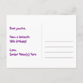 16歳の誕生日：楽しいハート柄、虹色の16 ポストカード (裏面)