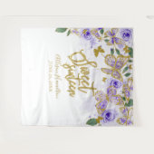 16歳の誕生日 紫の蝶の花の背景 タペストリー (正面(横))