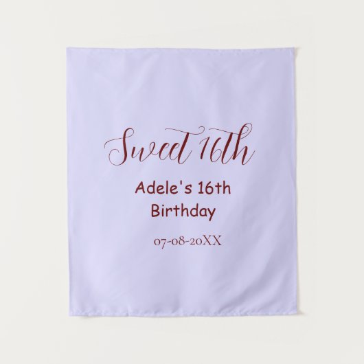 16歳の誕生日 紫 パステル Mauve レトロ ネーム タペストリー (正面)