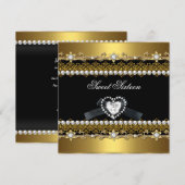 16歳の誕生日 16金 黒真珠 ダイヤモンド 招待状 (正面/裏面)