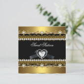 16歳の誕生日 16金 黒真珠 ダイヤモンド 招待状 (スタンド正面)