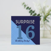 16歳サプライズ誕生日 青とミッドナイト V06C3 招待状 (スタンド正面)
