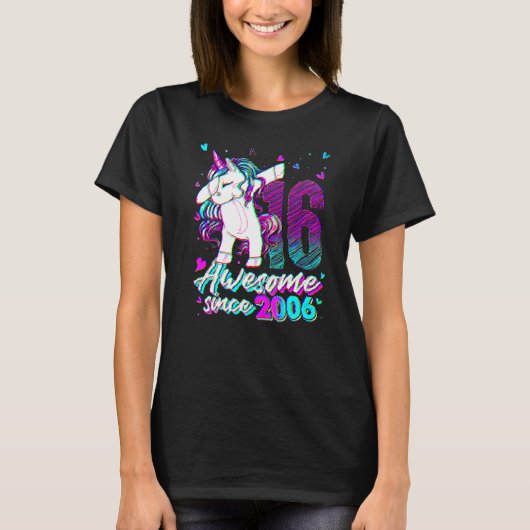 16歳ユニコーン ダビング 16歳の誕生日 ユニコーン Tシャツ (正面)