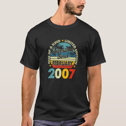 16歳ヴィンテージ2007年2月16誕生日R Tシャツ (正面)