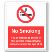 16歳未満の喫煙を車両に搭載しない シール (正面)