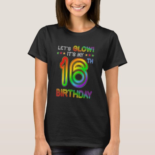 16歳Let's Glowパーティー16誕生日It's M Tシャツ (正面)