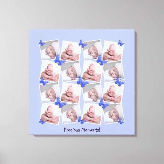 16画像コラージュモーメン大切トペリウィンクルブルー キャンバスプリント (正面)