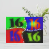 16番目のバースデーパーティ招待状-抽象芸術 招待状 (スタンド正面)