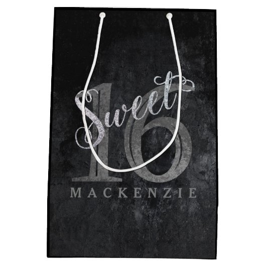 16番目の木炭グレー |スウィート16シルバーグリッター | ミディアムペーパーバッグ (裏面)