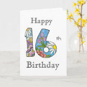 16番目の誕生日カード カード (黄色い花)