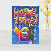 16番目の誕生日カード、ハッピーバースデー カード (黄色い花)