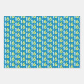 16番目の誕生日番号グリーンブルー ラッピングペーパーシート (正面3)