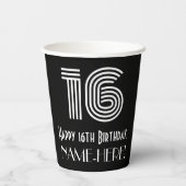 16番目の誕生日:インスパイアアールデコの外観「16」 +名前 紙コップ (裏面)