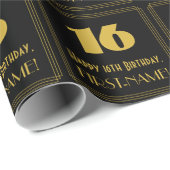 16番目の誕生日-インスパイアアールデコルック"16" & Name ラッピングペーパー (ロールコーナー)