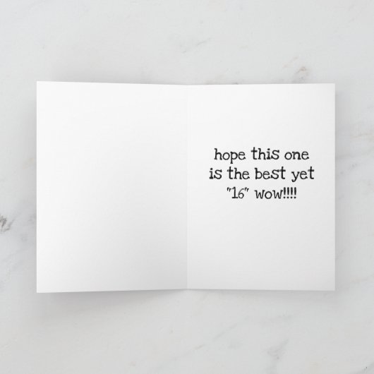 **16番目の誕生日**書は壁の誕生日にあります カード (内部)