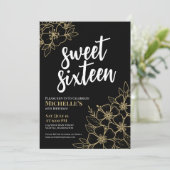 16番目の金ゴールドフローラSweet sixteen誕生日 招待状 (スタンド正面)