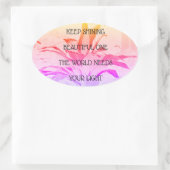 16確認用ステッ前向きカー（オーバルピンク）フローラ 楕円形シール (バッグ)