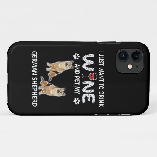 16私はただワインを飲み、私のドイツ人の彼女をペットしたい Case-Mate iPhoneケース (裏面(横))