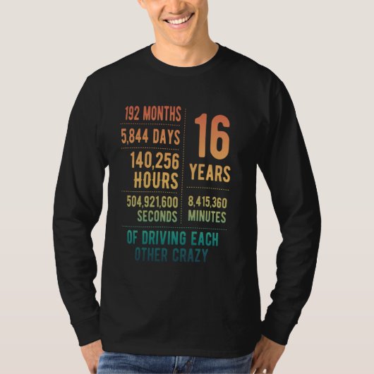 16結婚した年おもしろい16結婚周年 Tシャツ (正面)