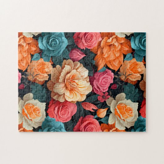 #16花柄 ジグソーパズル (横)