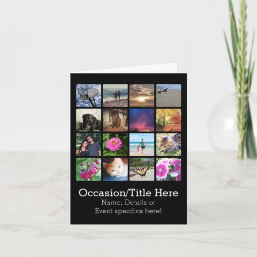 16角の丸い写真コラージュまたはインスタグラム カード (正面)