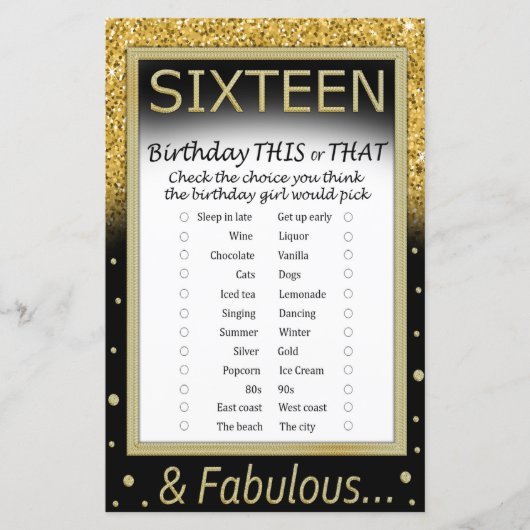 16誕生日このゲームまたはゲーム (正面)