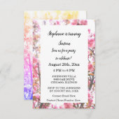 16誕生日さくらんぼフローラピンクパープルキュート 招待状 (正面/裏面)