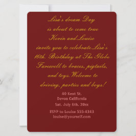 16誕生日の招待。 招待状