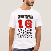 16誕生日またはANY YEAR BURST of BLACK Stars V01 Tシャツ (正面)
