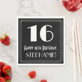 16誕生日インスパイア～アールデコルック"16"，名前 スタンダードランチョンナプキン (インサイチュ)