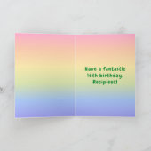 16誕生日カラフル:レインボー# 16,名前をカスタムする カード (内部)