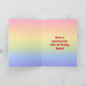 16誕生日カラフル：レインボー# 16,名前をカスタムする カード (内部)