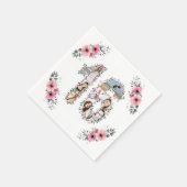 16誕生日ガールフラワーフォトコラージホワイト スタンダードカクテルナプキン (角)