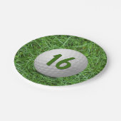 16誕生日ゴルフボールオングラス紙プレート ペーパープレート (アングル)