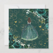 16誕生日スウィート16エメラルドグリーンフローラインヴィータ 招待状 (裏面)