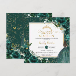 16誕生日スウィート16エメラルドグリーンフローラインヴィータ 招待状