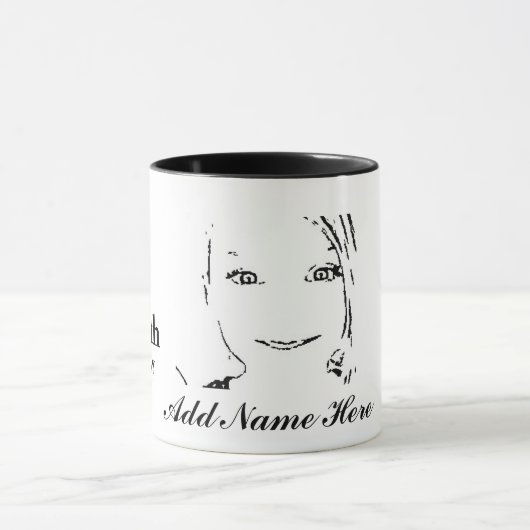 16誕生日スウィート16タイポグラフィ白黒 マグカップ (中央)