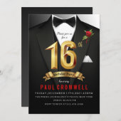 16誕生日スウィート16タキシード招待状 招待状 (正面/裏面)