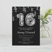 16誕生日ゼブラ風船を紙吹雪で印刷 招待状 (スタンド正面)