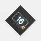 16誕生日ネオンサインオンブリック スタンダードランチョンナプキン (角)