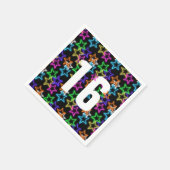 16誕生日ネオンスターズオンブラック スタンダードカクテルナプキン (角)