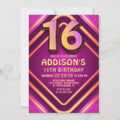 16誕生日ネオン招待状 招待状 (正面)