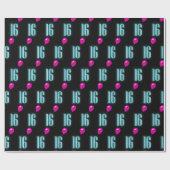 16誕生日ネオン風船 ラッピングペーパー (フラット)