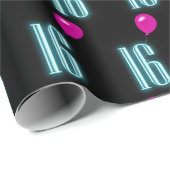 16誕生日ネオン風船 ラッピングペーパー (ロールコーナー)