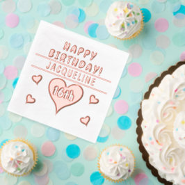 16誕生日ハート名Any Age 箔ナプキン