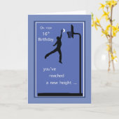 16誕生日バスケットボールハイオンブルー カード (黄色い花)