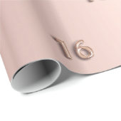 16誕生日バラ金ゴールドグリッタードリップピンク ラッピングペーパー (ロールコーナー)