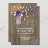 16誕生日パーティー – Sweet sixteenメイスンジャパープル 招待状 (正面/裏面)