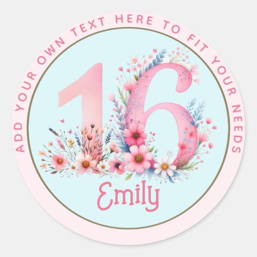 16誕生日フェアリーフローラピンクプリンセスフェアリーテール ラウンドシール (正面)