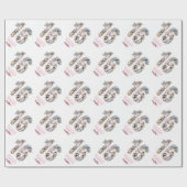 16誕生日フォトガールコラージピンクフラワーホワイト ラッピングペーパー (フラット)